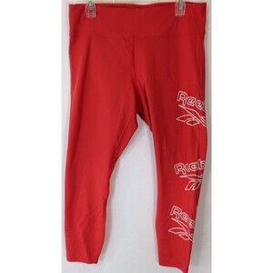 Reebok Hot Pink Graphic Logo High Waisted 7/8 Length Training Leggings Size XL